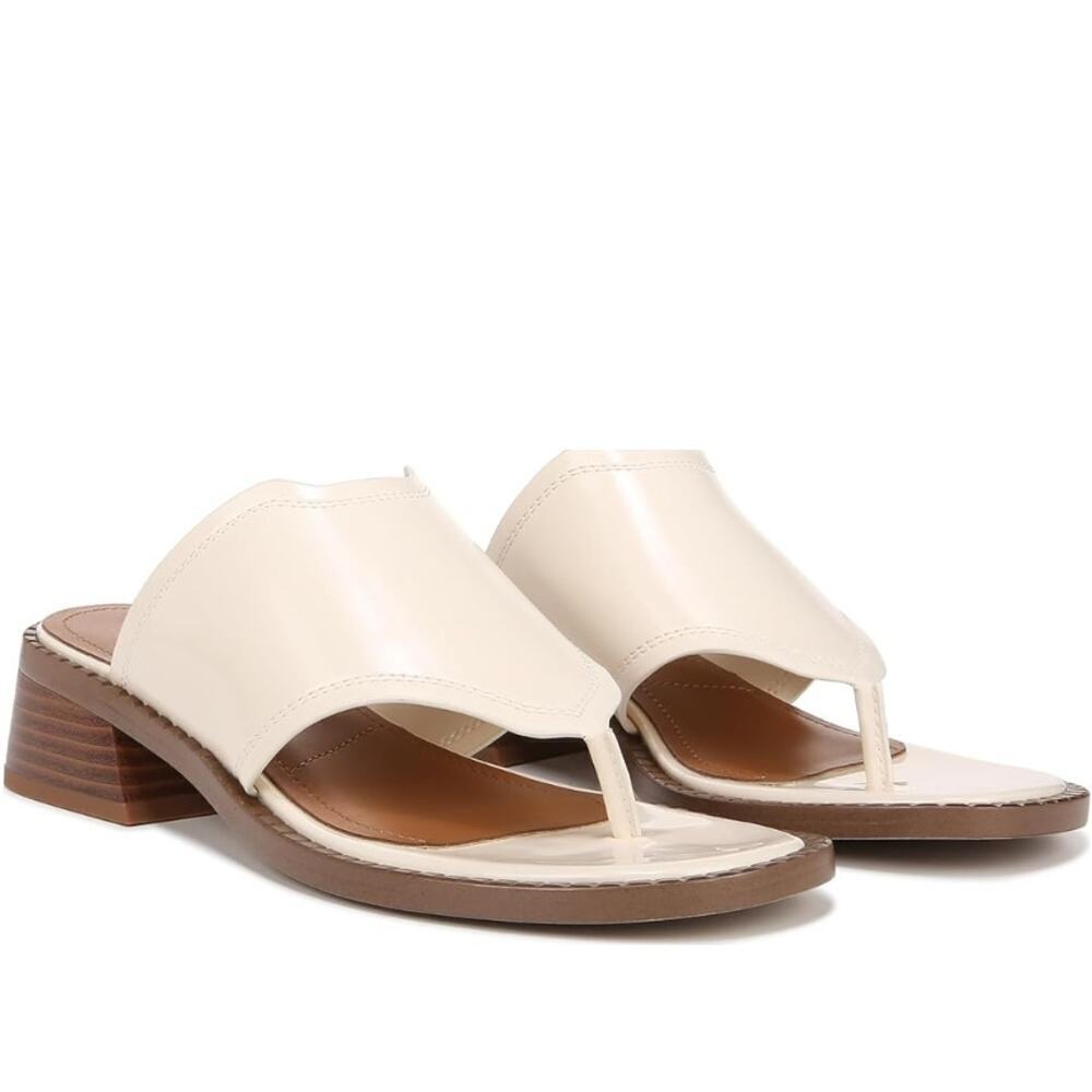 Franco Sarto Women's White SY Simona Stacked Heel Slip-On Sandals Size 8.5 M